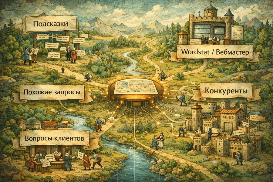 Где искать LSI-слова и связанные запросы